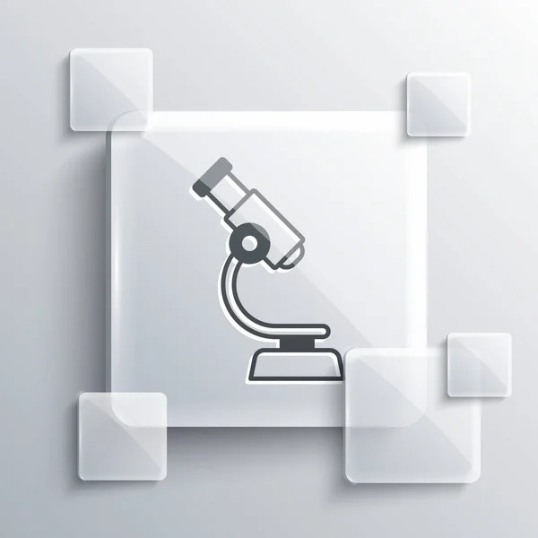 Szara Ikona Mikroskopu Odizolowana Szarym Tle Chemia Instrument Farmaceutyczny Narzędzie — Wektor stockowy