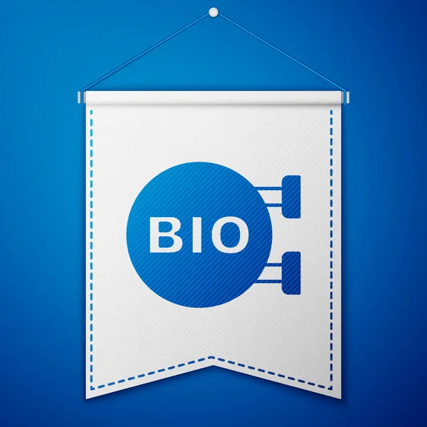 Blue Bio Icona Cibo Sano Verde Isolato Sfondo Blu Prodotto — Vettoriale Stock