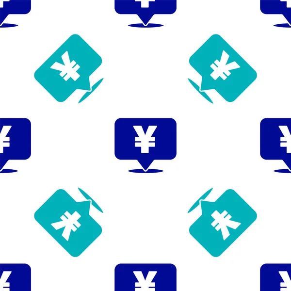 Icône Symbole Devise Yuan Chinois Bleu Isolé Motif Sans Couture — Image vectorielle