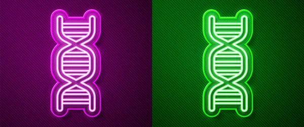 Illumina Icona Del Simbolo Del Dna Della Linea Neon Isolato — Vettoriale Stock