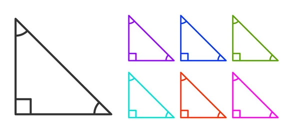 Fekete Vonal Háromszög Matematikai Ikon Elszigetelt Fehér Háttér Állítsa Ikonok — Stock Vector