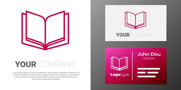 Línea Logotipo Icono Libro Abierto Aislado Sobre Fondo Blanco Elemento — Vector de stock