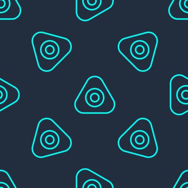 Yeşil çizgi tebeşir ikonu mavi arkaplanda izole edilmiş pürüzsüz desen. Vektör.