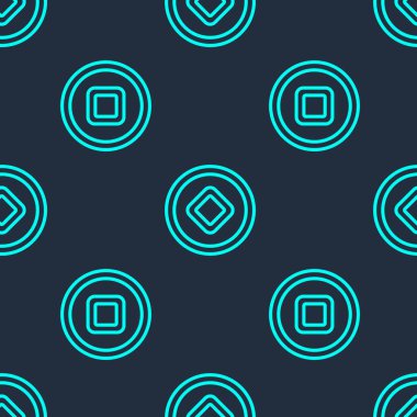 Yeşil çizgi Çin Yuan para birimi sembolü simgesi mavi arkaplanda izole edilmiş pürüzsüz desen. Bozuk para. Bankacılık işareti. Para sembolü. Vektör.