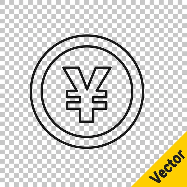 Icono Símbolo Moneda Yuan Chino Línea Negra Aislado Sobre Fondo — Vector de stock