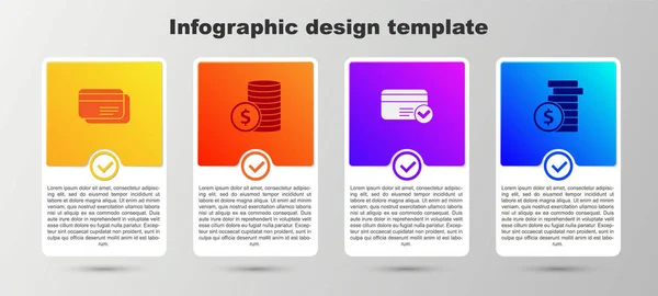 Set Credit Card Coin Money Dollar Business Infographic Template Vector — Stock Vector