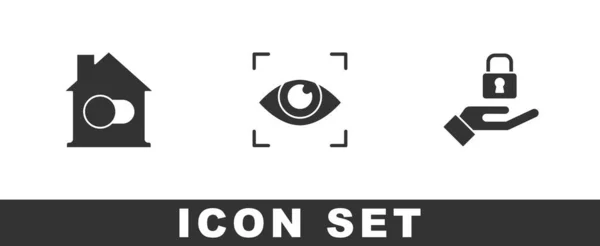 Set Smart Home Eye Scan Lock Hand Icon Вектор — стоковый вектор