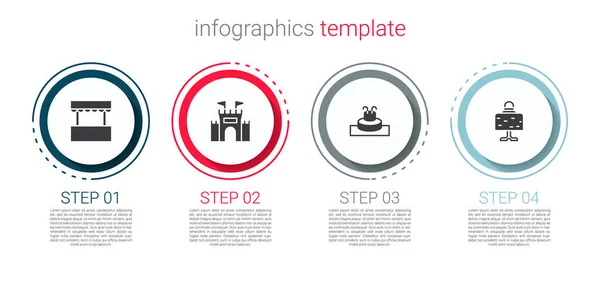 Zestaw Kasa Zamek Fontanna Magiczna Kula Stole Szablon Infograficzny Biznesu — Wektor stockowy