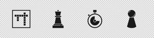 Set Bingo Chess Stopwatch Chip Board Game Icon Vector — 스톡 벡터
