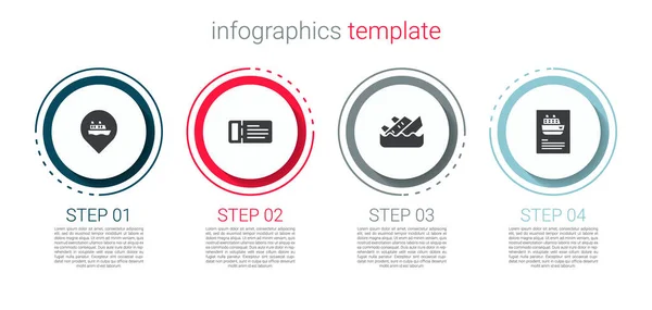 Set Posizione Con Nave Crociera Biglietto Crociera Affondamento Modello Infografica — Vettoriale Stock