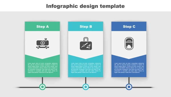 Set Caminhão Tanque Combustível Mala Janela Avião Modelo Infográfico Negócios — Vetor de Stock