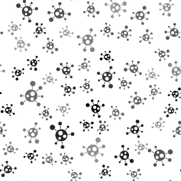 黒分子のアイコンは 白い背景にシームレスなパターンを分離しました 化学の分子構造 科学教師革新的な教育ポスター ベクトル — ストックベクタ