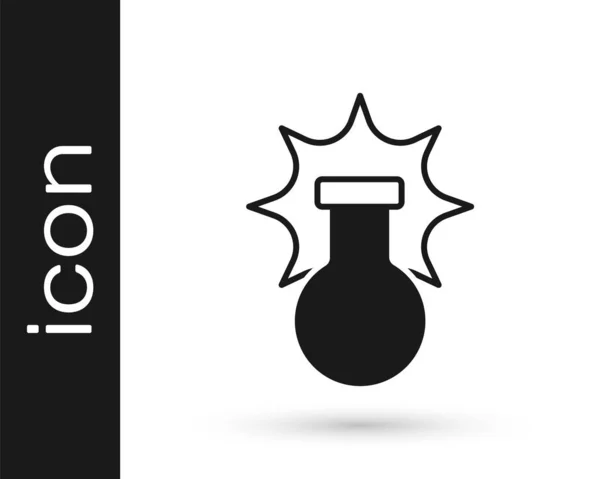 Experimento Químico Negro Explosión Icono Del Frasco Aislado Sobre Fondo — Archivo Imágenes Vectoriales