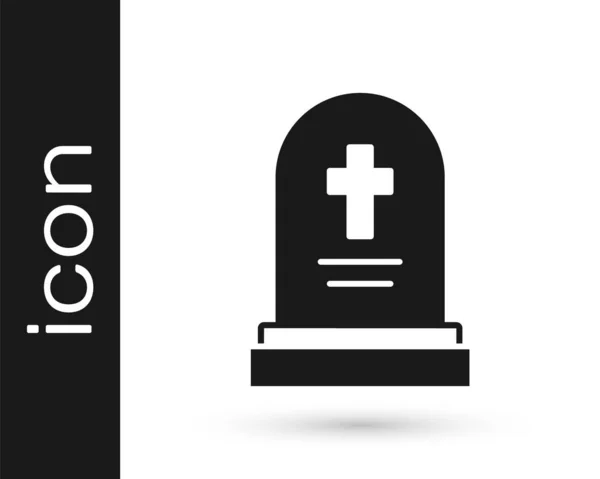 Black Grave Tombstone Icon Isolated White Background Vector — Stock Vector