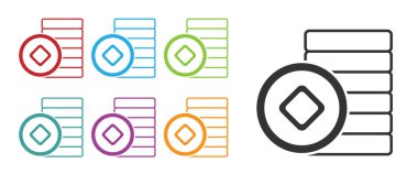 Siyah Çin Yuan para birimi sembolü beyaz arkaplanda izole edilmiş. Bozuk para. Bankacılık işareti. Para sembolü. Simgeleri renklendirin. Vektör.