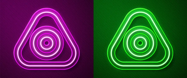 Glowing Neon Line Sewing Chalk Icon Isolated Purple Green Background — Stock Vector