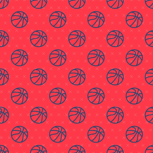 Blauwe Lijn Basketbal Pictogram Geïsoleerd Naadloos Patroon Rode Achtergrond Sport — Stockvector