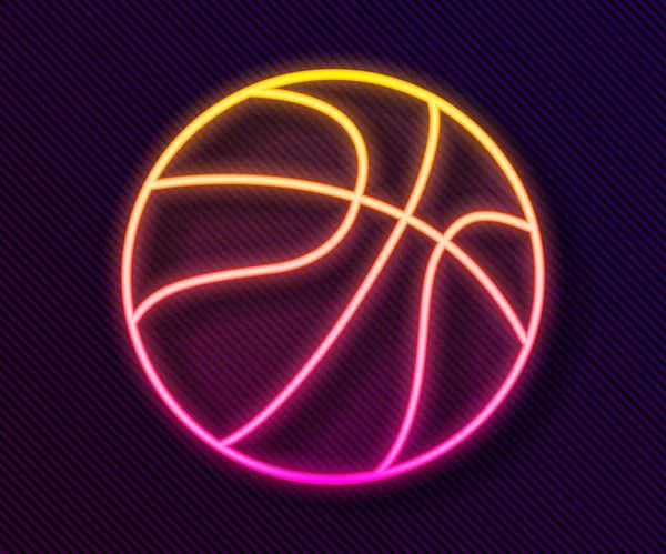 Leuchtende Leuchtschrift Basketballsymbol Isoliert Auf Schwarzem Hintergrund Sport Symbol Vektor — Stockvektor