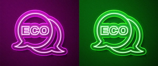 Gloeiende Neon Lijn Banner Label Tag Logo Voor Eco Groene — Stockvector