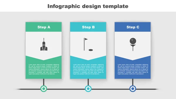 Définir Flèche Fléchette Drapeau Golf Balle Sur Tee Modèle Infographie — Image vectorielle