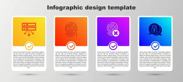 Szerver Adat Tárhely Ujjlenyomat Törölt Ujjlenyomat Kiberbiztonság Üzleti Infografikai Sablon — Stock Vector