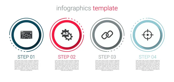 Set Browser Setting Advertising Chain Link Target Sport Business Infographic — Stock Vector