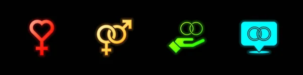 Set Female Gender Symbol Gender Wedding Rings Icon Вектор — стоковый вектор