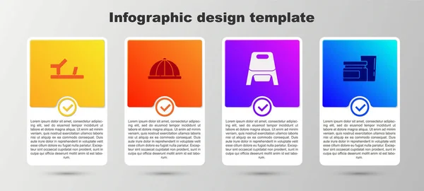 Set Zapatos Bebé Sombrero Orinal Comida Plantilla Infografía Empresarial Vector — Archivo Imágenes Vectoriales