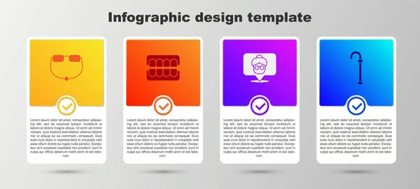 Set Óculos Mandíbula Falsa Lar Idosos Bengala Modelo Infográfico Negócios — Vetor de Stock