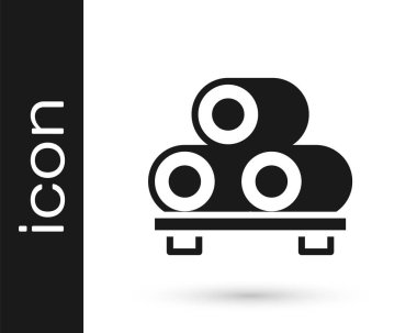 Kesme tahtası simgesindeki siyah suşi beyaz arka planda izole edilmiş. Tahtada Asya yemeği suşisi. Vektör.