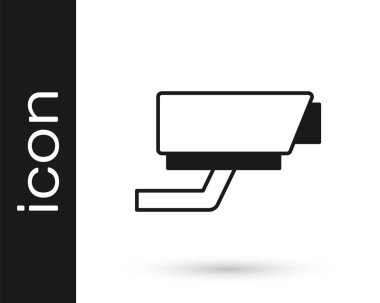 Siyah güvenlik kamerası simgesi beyaz arkaplanda izole edildi. Vektör.