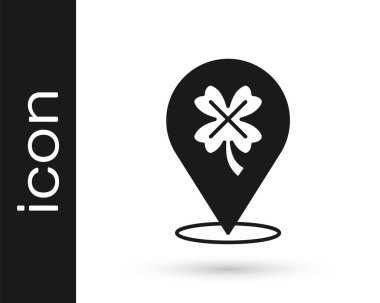 Beyaz zemin üzerinde yonca sembolü olan siyah kumarhane kumar makinesi. Kumar oyunları. Vektör.