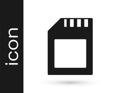 Siyah SD kart simgesi beyaz arkaplanda izole edildi. Hafıza kartı. Adaptör simgesi. Vektör.