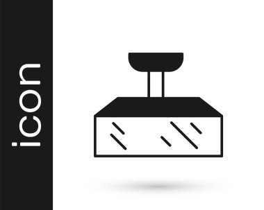 Softbox simgesindeki Siyah Stüdyo ampulü beyaz arkaplanda izole edildi. Gölge yansıma tasarımı. Vektör.