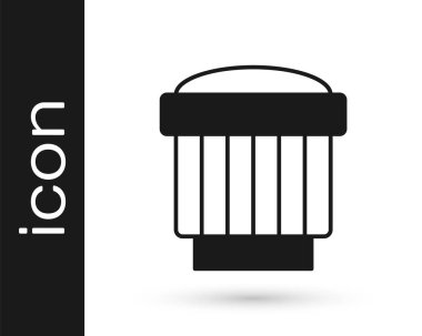 Siyah Kamera fotoğraf merceği simgesi beyaz arkaplanda izole edildi. Vektör.