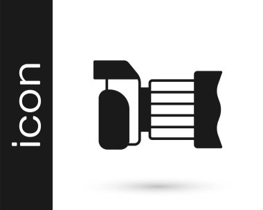 Beyaz arkaplanda siyah fotoğraf makinesi simgesi izole edildi. Foto kamera. Dijital fotoğrafçılık. Vektör.