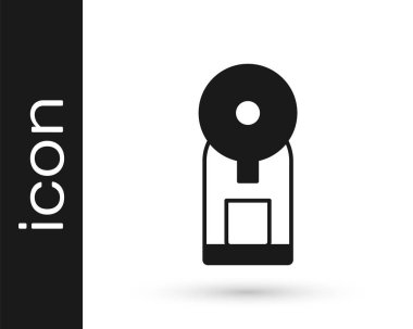 Siyah Akıllı kahve makinesi simgesi beyaz arkaplanda izole edildi. İnternet kavramının kablosuz bağlantısı. Vektör.