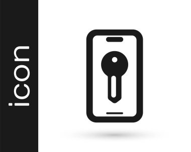 Siyah Akıllı anahtar simgesi beyaz arkaplanda izole edildi. Vektör.