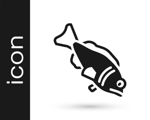 Icono Black Fish Aislado Sobre Fondo Blanco Vector — Archivo Imágenes Vectoriales