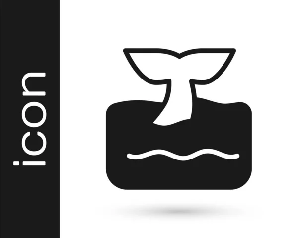 Schwarzwalschweif Meereswellen Symbol Isoliert Auf Weißem Hintergrund Vektor — Stockvektor