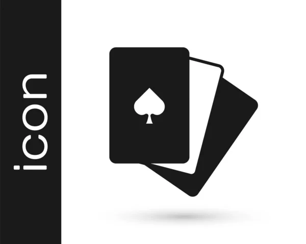 Черный Deck Игральных Карт Иконка Изолирована Белом Фоне Игры Казино — стоковый вектор