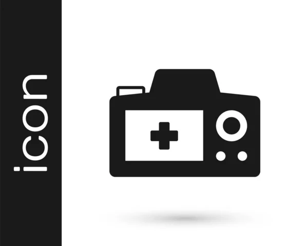 Чорна Фотокамера Ізольована Білому Тлі Фотоапарат Цифрова Фотографія Векторні — стоковий вектор