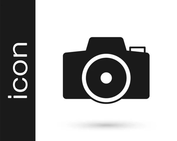 Zwart Fotocamera Pictogram Geïsoleerd Witte Achtergrond Foto Camera Digitale Fotografie — Stockvector