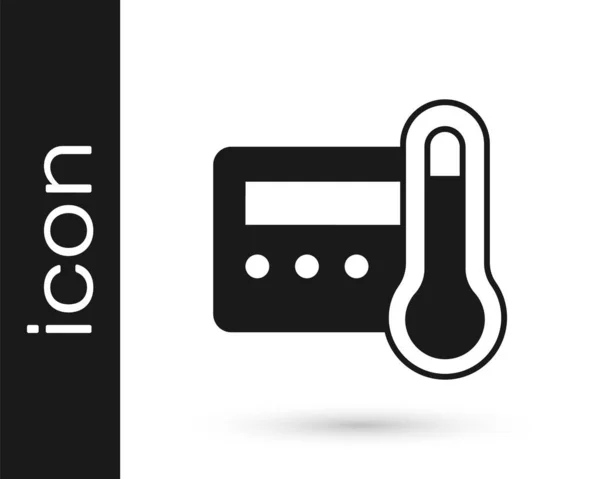 Icono Termostato Negro Aislado Sobre Fondo Blanco Control Temperatura Vector — Vector de stock