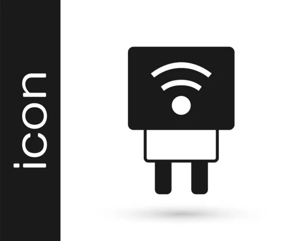 Icono Del Sistema Enchufe Eléctrico Black Smart Aislado Sobre Fondo — Vector de stock