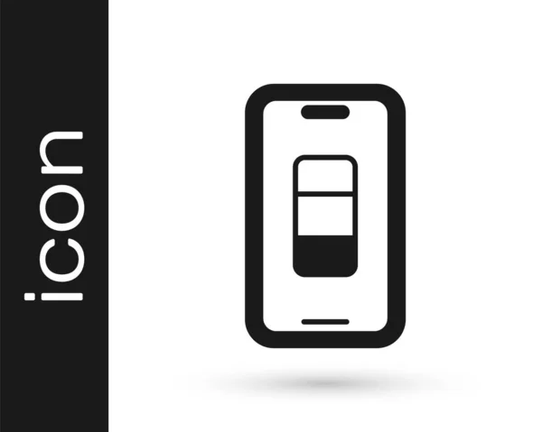 Black Smartphone Battery Charge Icon Isolated White Background Phone Low — 스톡 벡터