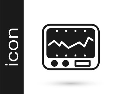 Siyah Elektrik Ölçüm Cihazı simgesi beyaz arkaplanda izole edildi. Analog cihazları. Cihaz laboratuvar araştırması ölçülüyor. Vektör.