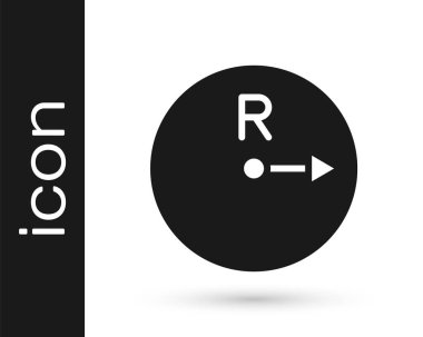 Siyah Yarıçap simgesi beyaz arkaplanda izole edildi. Vektör.