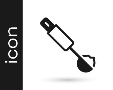 Siyah Ölçme Kaşık simgesi beyaz arkaplanda izole edildi. Vektör.