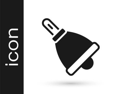 Beyaz arkaplanda siyah zil simgesi izole edildi. Alarm sembolü, servis zili, el zili işareti, uyarı sembolü. Vektör.